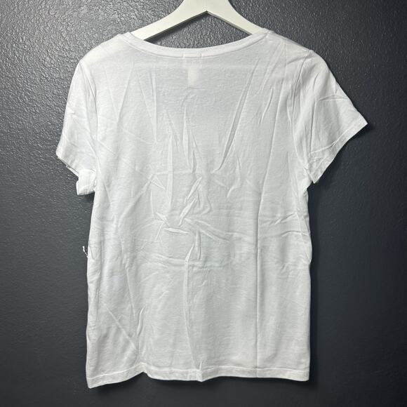 Chico's Women's Optic White Nora Necklace Short Sleeve Knit Fashion Tee 1/(8/10) - Picture 3 of 6
